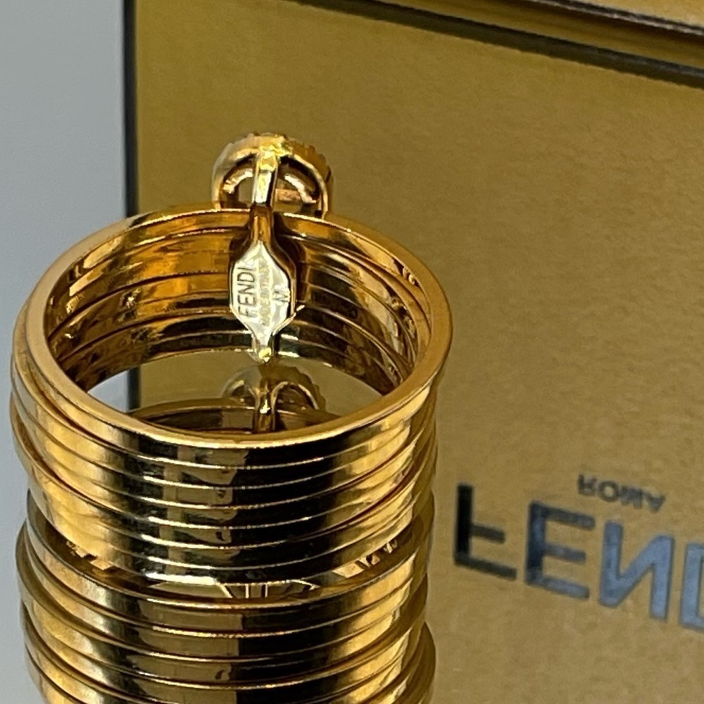Fendi O'lock Gold And Crystal Ring - Gem
